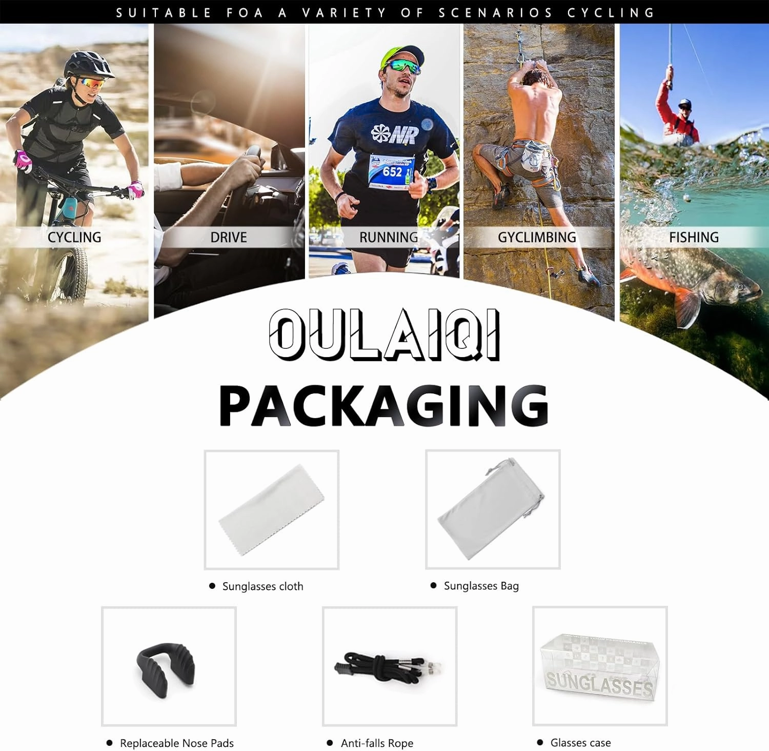 Cycling Sunglasses Polarized Sunglasses for Cycling Men Women with 1 Lens or 3 Interchangeable Lens Baseball Glasses