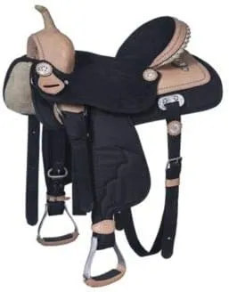 D&L SADDLERY Classic Western Barrel Racing Handmade Synthetic Cordura Horse Saddle Lightweight Barrel Racing Saddle Trail Tack Equestrian Horse Saddle Tack Size 10" to 18" inches Seat