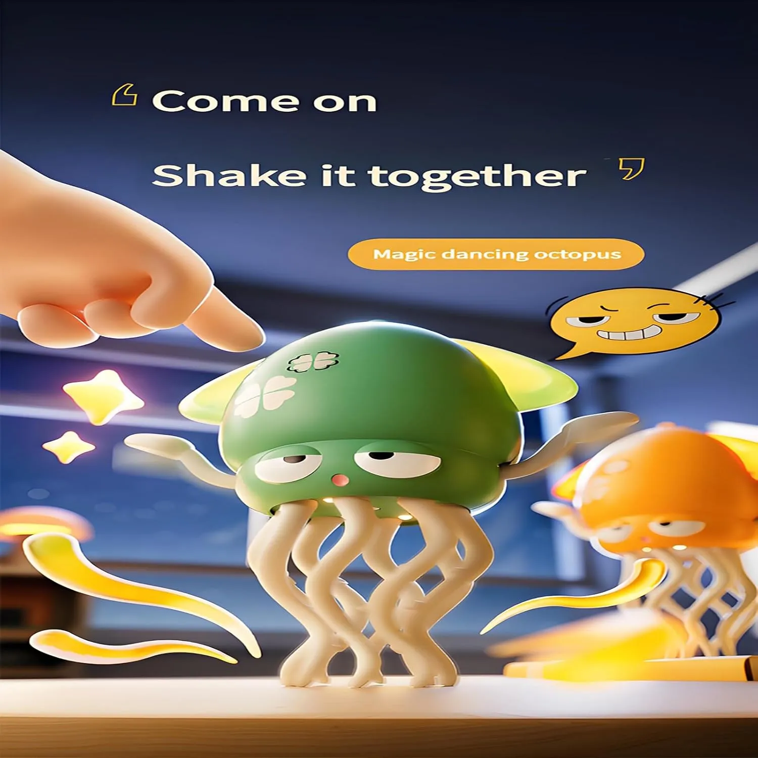 Dancing Octopus Toy, Auto Dance Octopus Toy, Crawling Dancing Automatic Obstacle Sensor Toys, Smart Tentacle for Cats Dogs Pets(Yellow)