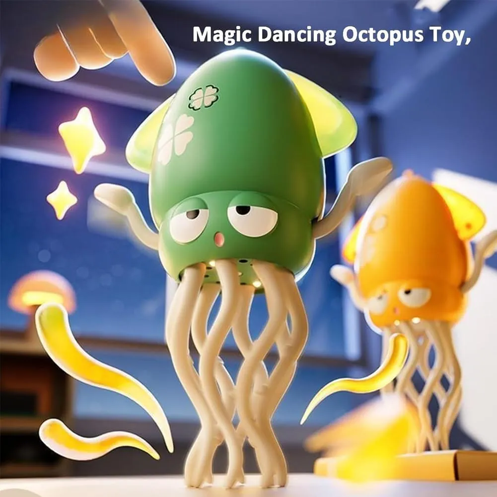 Dancing Octopus Toy, Playful Octopus Toy, Electric Dancing Octopus Toy, Magic Crazy 8-Leg Auto-Dance Octopuses Toys, Smart-Tentacle Self-Navigating Robotic Pet Toys for Indoor Cat Dog(Yellow,Fishing r