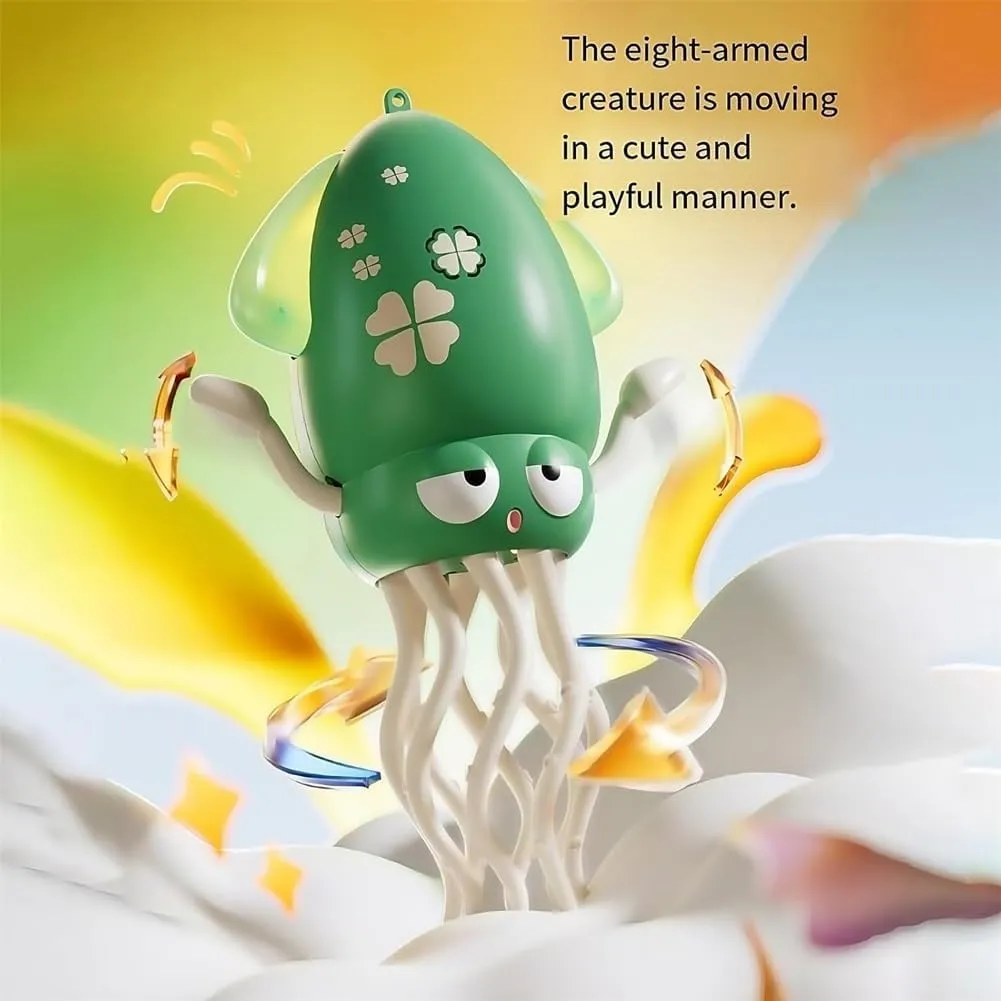 Dancing Octopus Toy, Playful Octopus Toy, Electric Dancing Octopus Toy, Magic Crazy 8-Leg Auto-Dance Octopuses Toys, Smart-Tentacle Self-Navigating Robotic Pet Toys for Indoor Cat Dog(Yellow,Fishing r