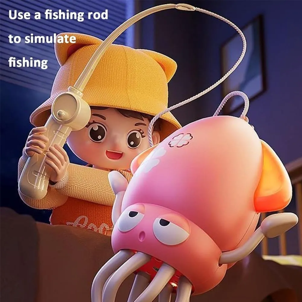 Dancing Octopus Toy, Playful Octopus Toy, Electric Dancing Octopus Toy, Magic Crazy 8-Leg Auto-Dance Octopuses Toys, Smart-Tentacle Self-Navigating Robotic Pet Toys for Indoor Cat Dog(Yellow,Fishing r