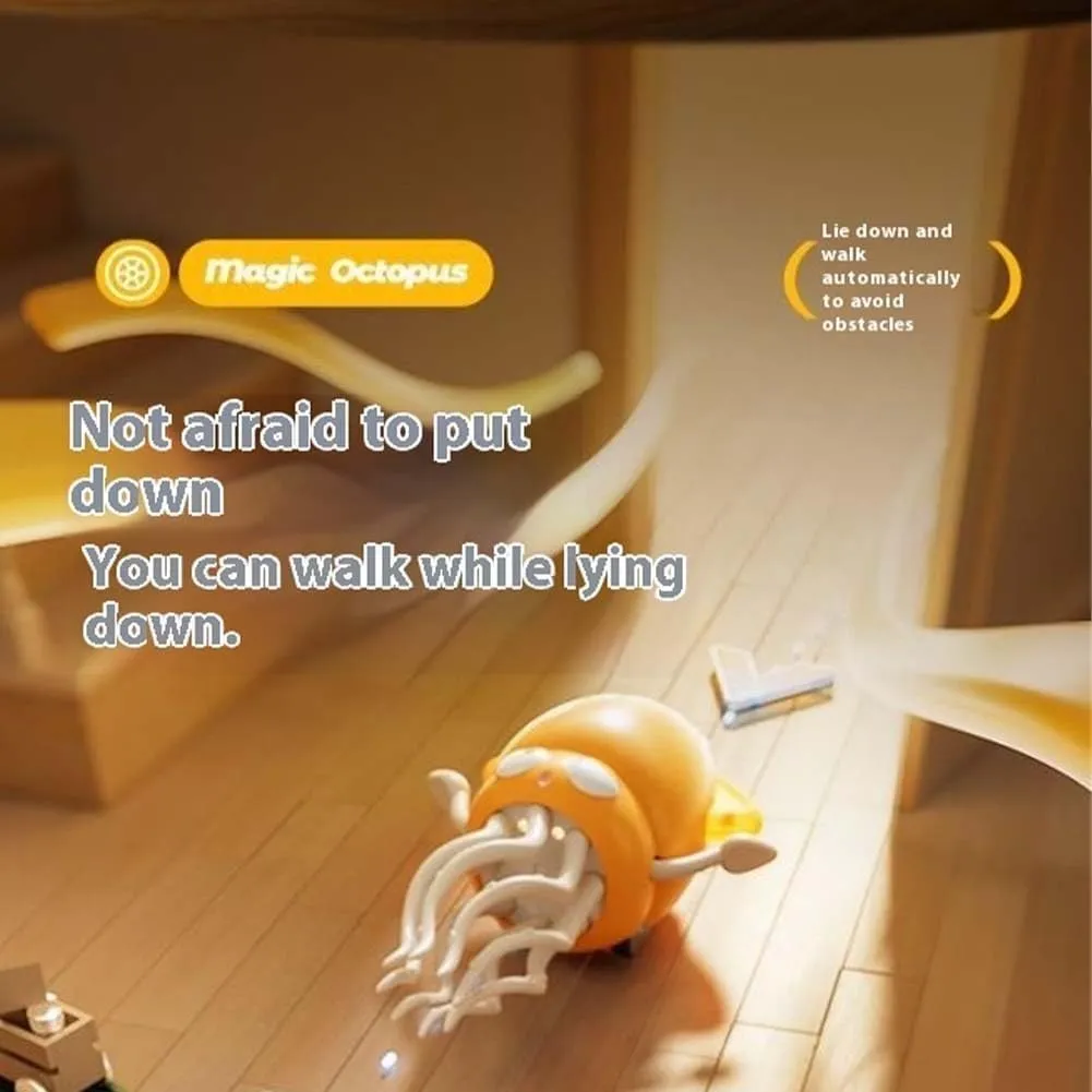 Dancing Octopus Toy, Playful Octopus Toy, Electric Dancing Octopus Toy, Magic Crazy 8-Leg Auto-Dance Octopuses Toys, Smart-Tentacle Self-Navigating Robotic Pet Toys for Indoor Cat Dog(Yellow,Fishing r