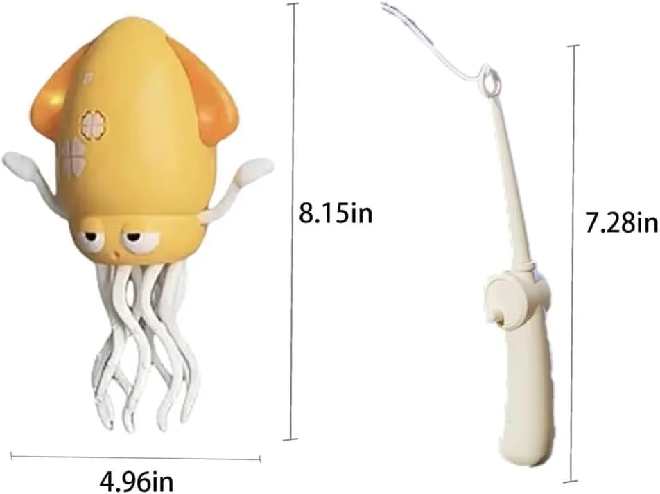 Dancing Octopus Toy, Playful Octopus Toy, Electric Dancing Octopus Toy, Magic Crazy 8-Leg Auto-Dance Octopuses Toys, Smart-Tentacle Self-Navigating Robotic Pet Toys for Indoor Cat Dog(Yellow,Fishing r