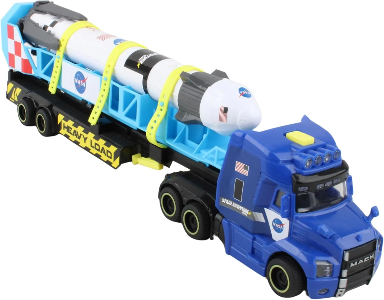 Daron Rocket Transporter with Articulated Tractor Trailer, Launch Platform, Lights & Sounds, Removable Rocket with Extendable Landing Fins - Ages 3 