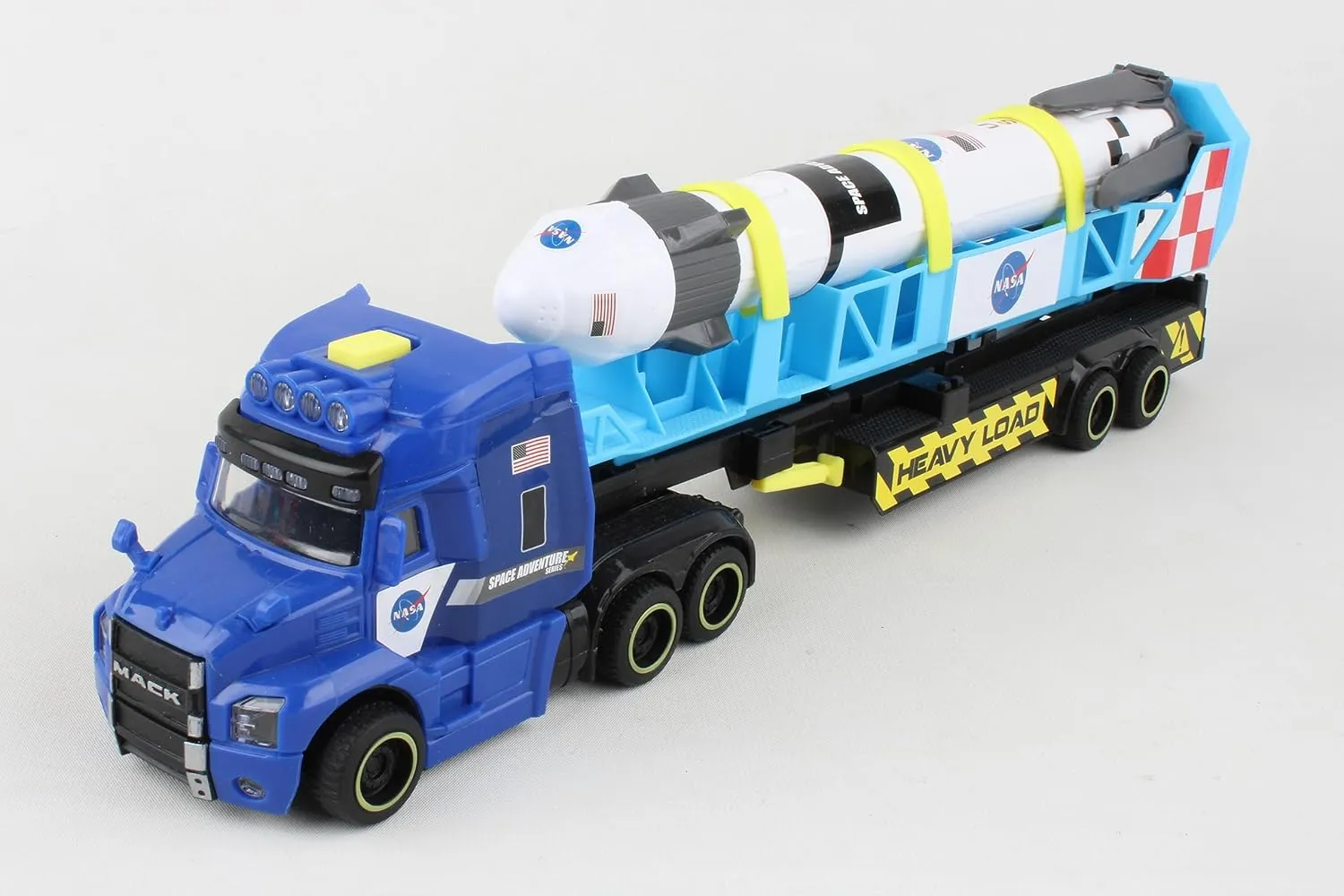 Daron Rocket Transporter with Articulated Tractor Trailer, Launch Platform, Lights & Sounds, Removable Rocket with Extendable Landing Fins - Ages 3 