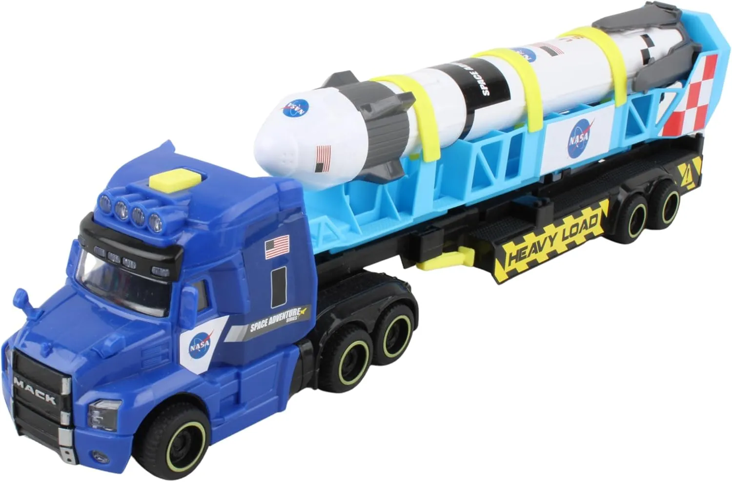 Daron Rocket Transporter with Articulated Tractor Trailer, Launch Platform, Lights & Sounds, Removable Rocket with Extendable Landing Fins - Ages 3 