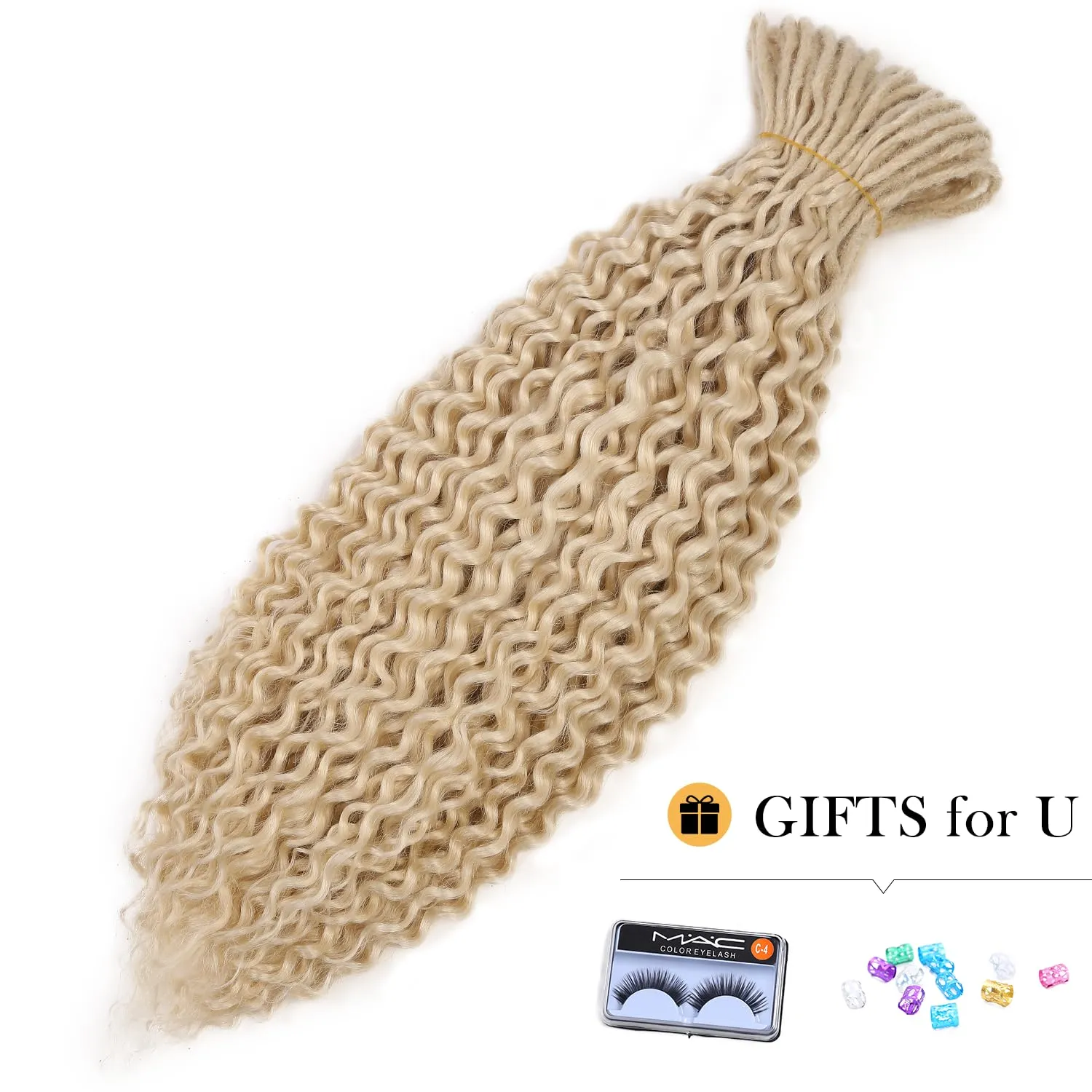 DE Dreadlock Extensions Blonde Synthetic Wavy Double Ended Dreads with Curly Ends 20 Strands Handmade Crochet Dreads Soft Dreadlock Extensions for Women 24 inches