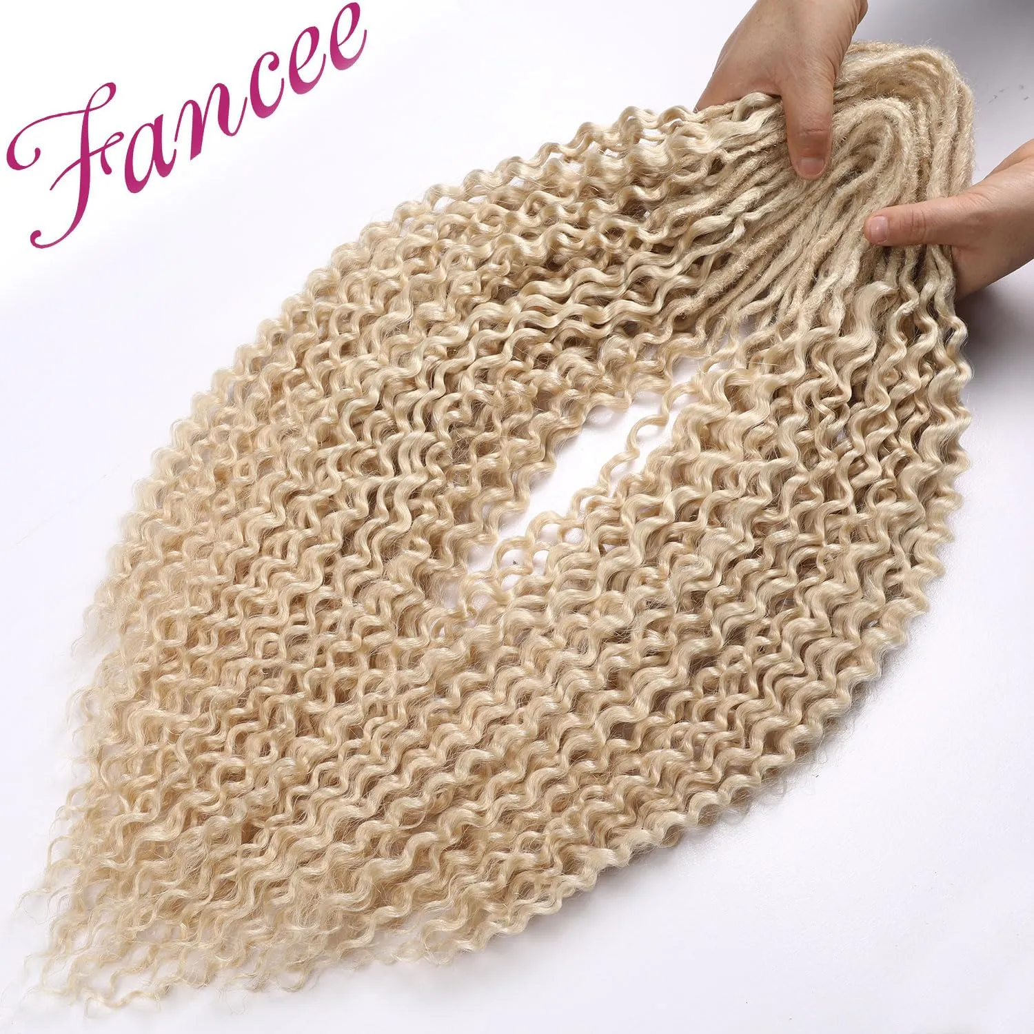 DE Dreadlock Extensions Blonde Synthetic Wavy Double Ended Dreads with Curly Ends 20 Strands Handmade Crochet Dreads Soft Dreadlock Extensions for Women 24 inches