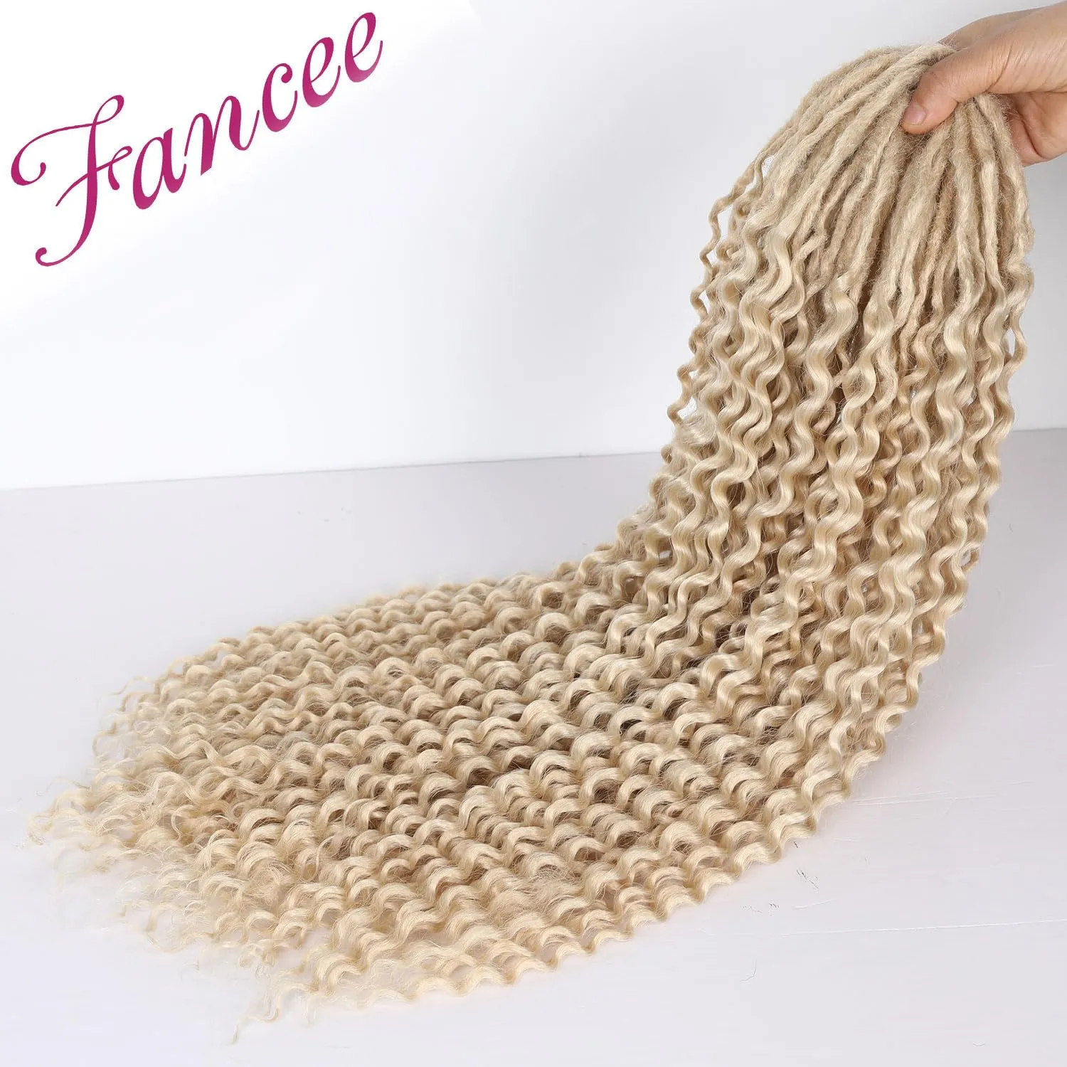 DE Dreadlock Extensions Blonde Synthetic Wavy Double Ended Dreads with Curly Ends 20 Strands Handmade Crochet Dreads Soft Dreadlock Extensions for Women 24 inches
