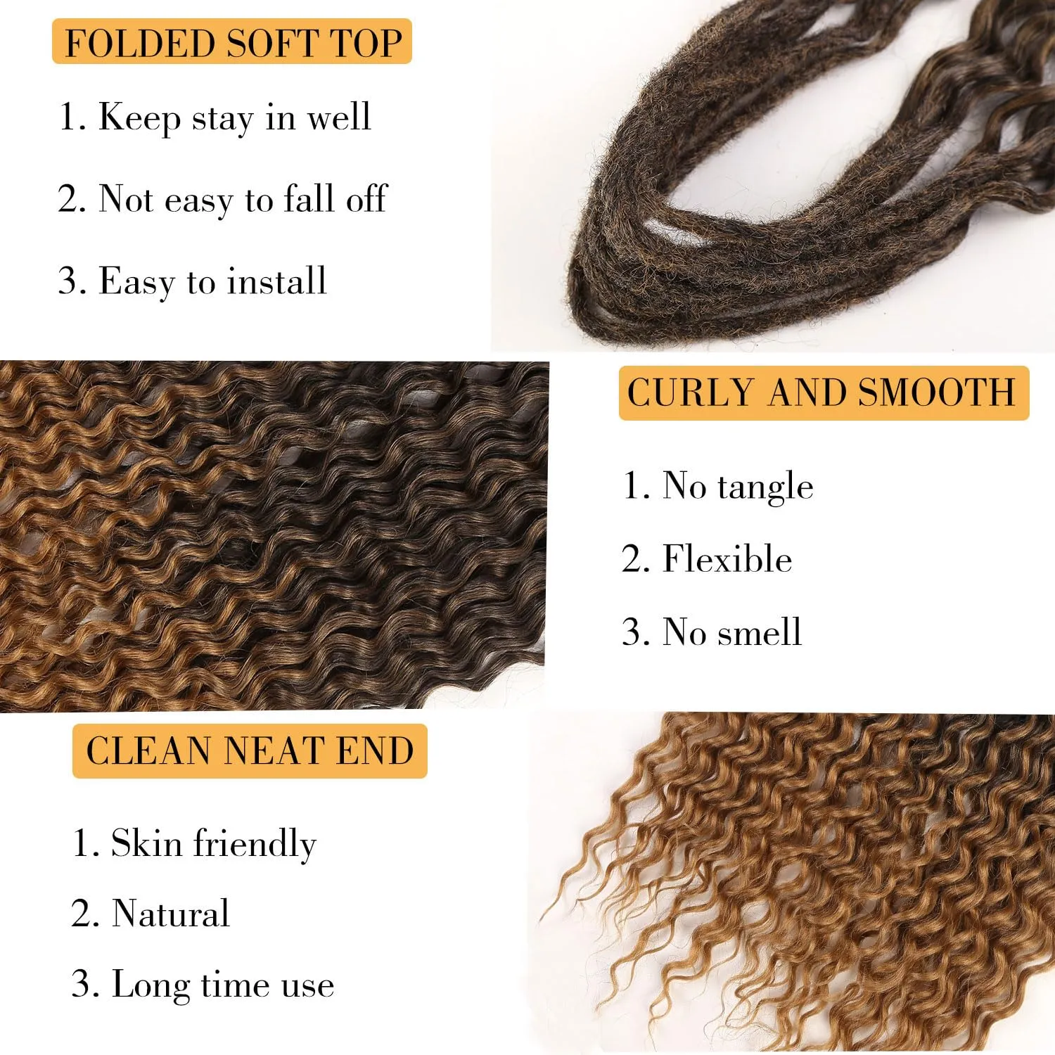 DE Dreadlock Extensions Synthetic Wavy Double Ended Dreads with Curly Ends 20 Strands Handmade Crochet Dreads Soft Dreadlock Extensions for Women 24 inches