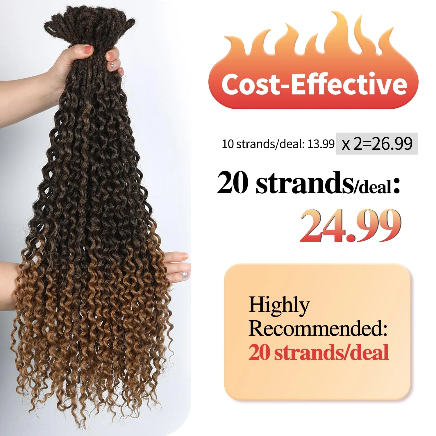 DE Dreadlock Extensions Synthetic Wavy Double Ended Dreads with Curly Ends 20 Strands Handmade Crochet Dreads Soft Dreadlock Extensions for Women 24 inches