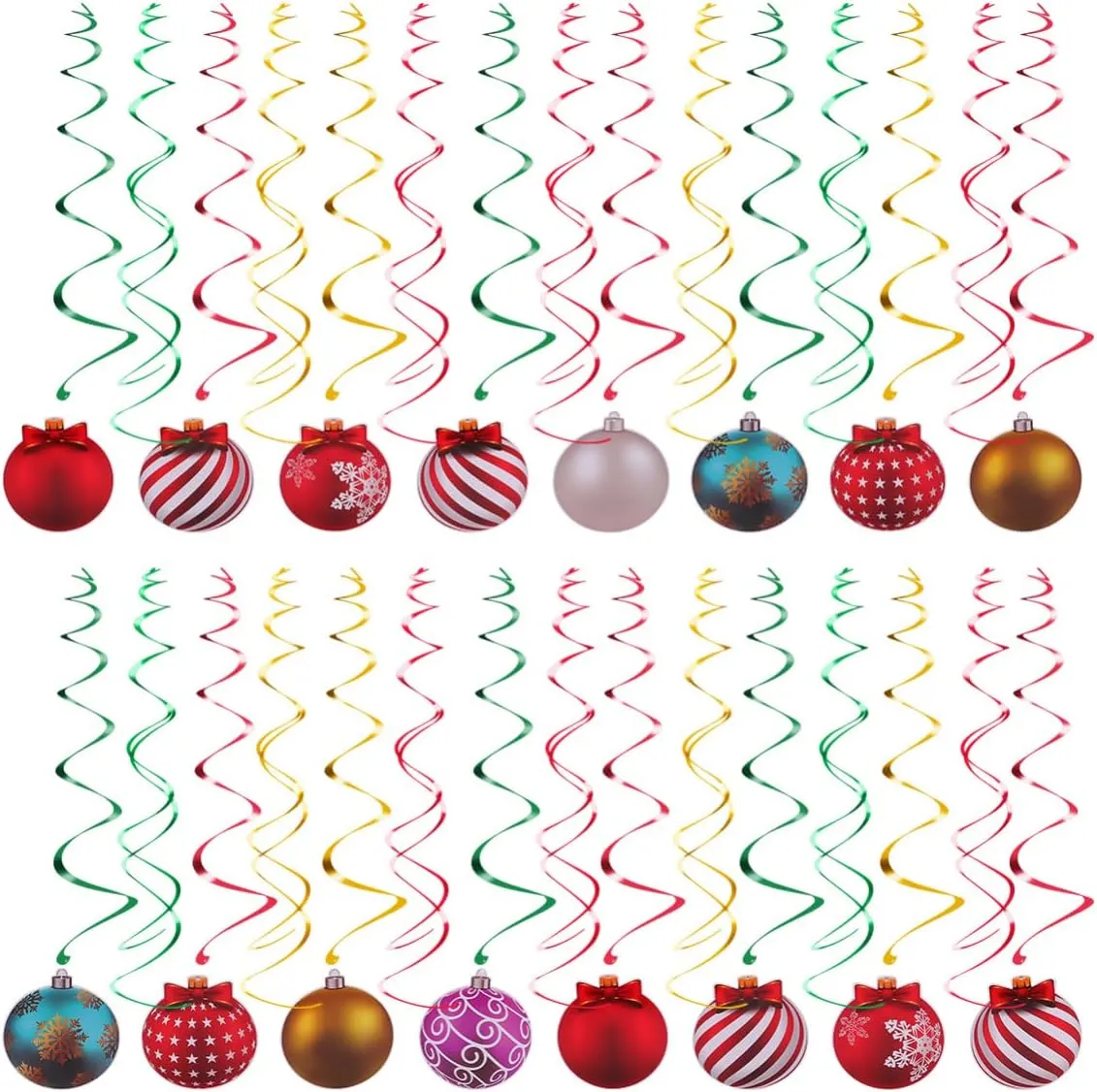 DECHOUS Christmas Decorative Balls 30pcs Christmas Tree Pendants Spiral Props Merry Christmas Garland Hanging Ornament Set