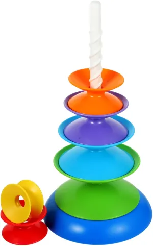 DECHOUS Rainbow Colorful Ring Game for Educational and Creative Play to Color Recognition and Motor Skills Safe and Durable Design