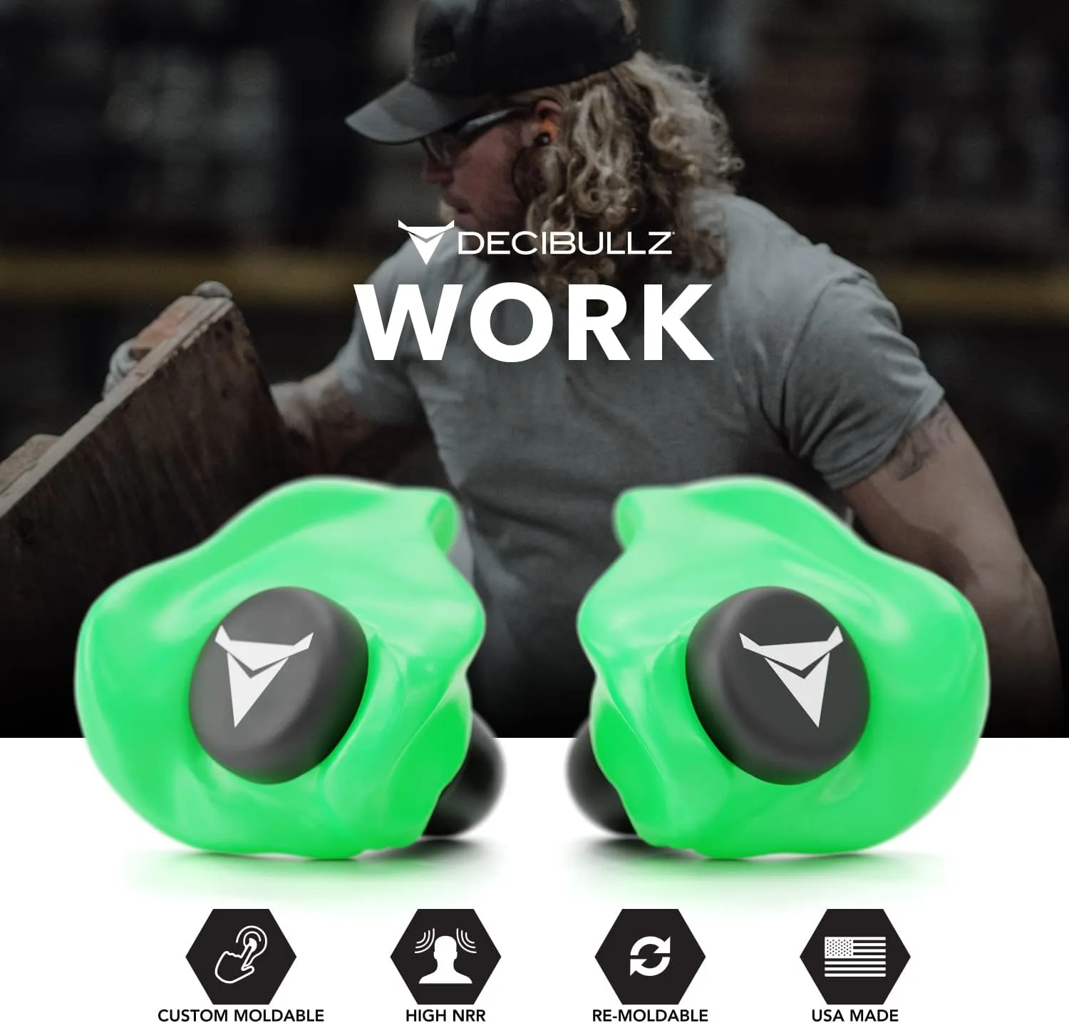 Decibullz - Custom Molded Earplugs, 31dB Highest NRR, Comfortable Hearing Protection for Shooting, Travel, Work and Concerts