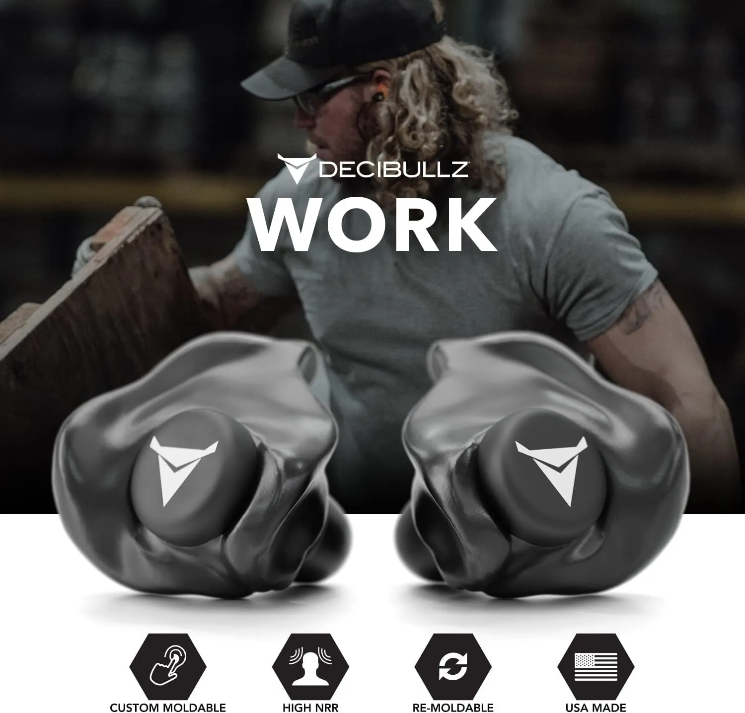 Decibullz - Custom Molded Earplugs, 31dB Highest NRR, Comfortable Hearing Protection for Shooting, Travel, Work and Concerts