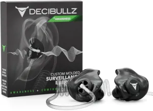 Decibullz Custom Moulded Security Two-Way Radio Surveillance Earpiece Set, Thermo-Fit Designed for Clear Acoustic Tube Radios | Model:  Awareness