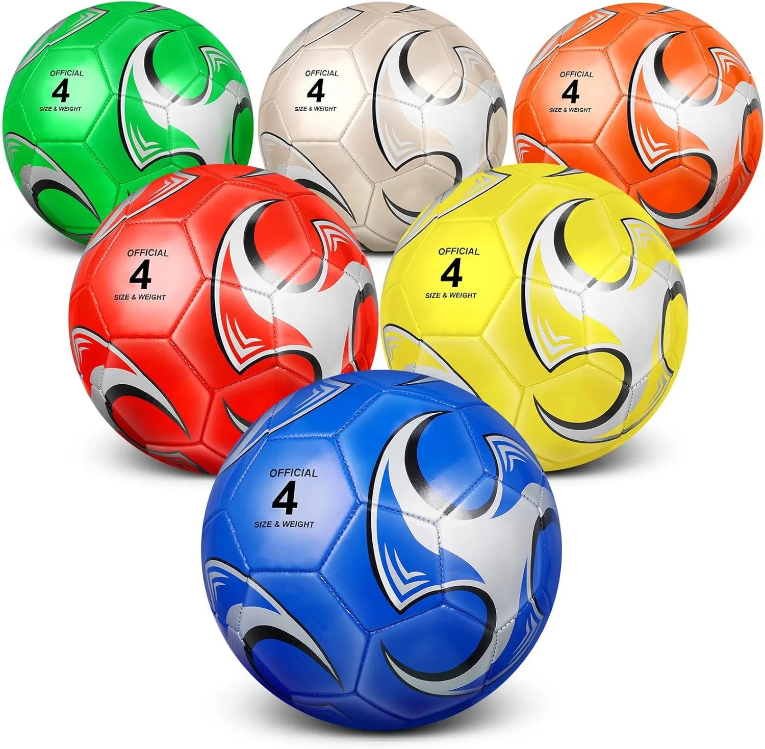 Deekin 6 Pcs Soccer Ball with Pump Official Outside Sport Soccer Machine Stitched Ball for Training Practice Gift for Child Adult