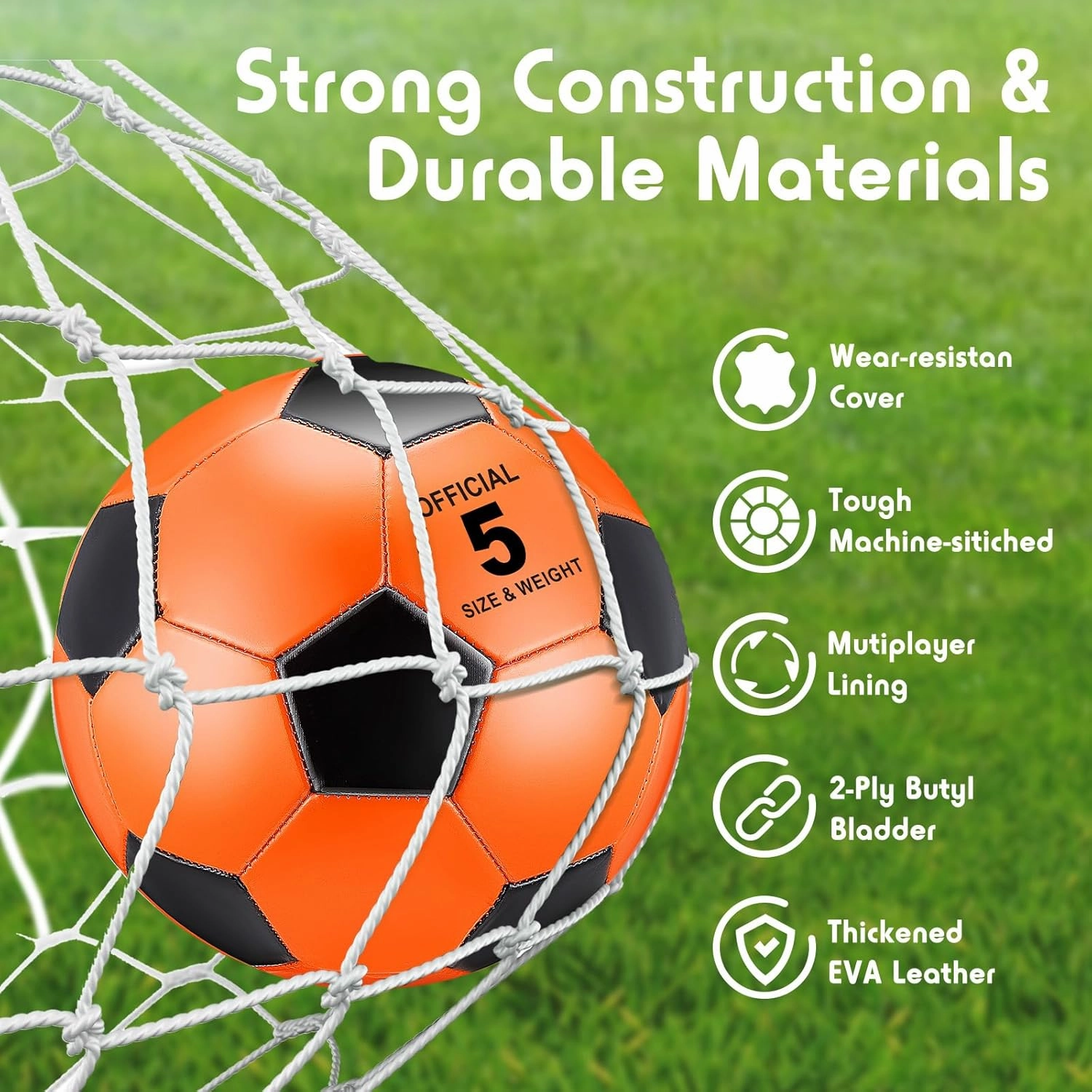 Deekin 12 Pcs Soccer Balls with Pump Official Size Deflated Soccer Ball Bulk Machine Stitched Outside Sport Ball for Teen Youth Adult Training Practice Game Back to School