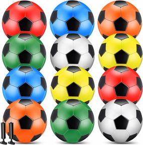 Deekin 12 Pcs Soccer Balls with Pump Official Size Deflated Soccer Ball Bulk Machine Stitched Outside Sport Ball for Teen Youth Adult Training Practice Game Back to School