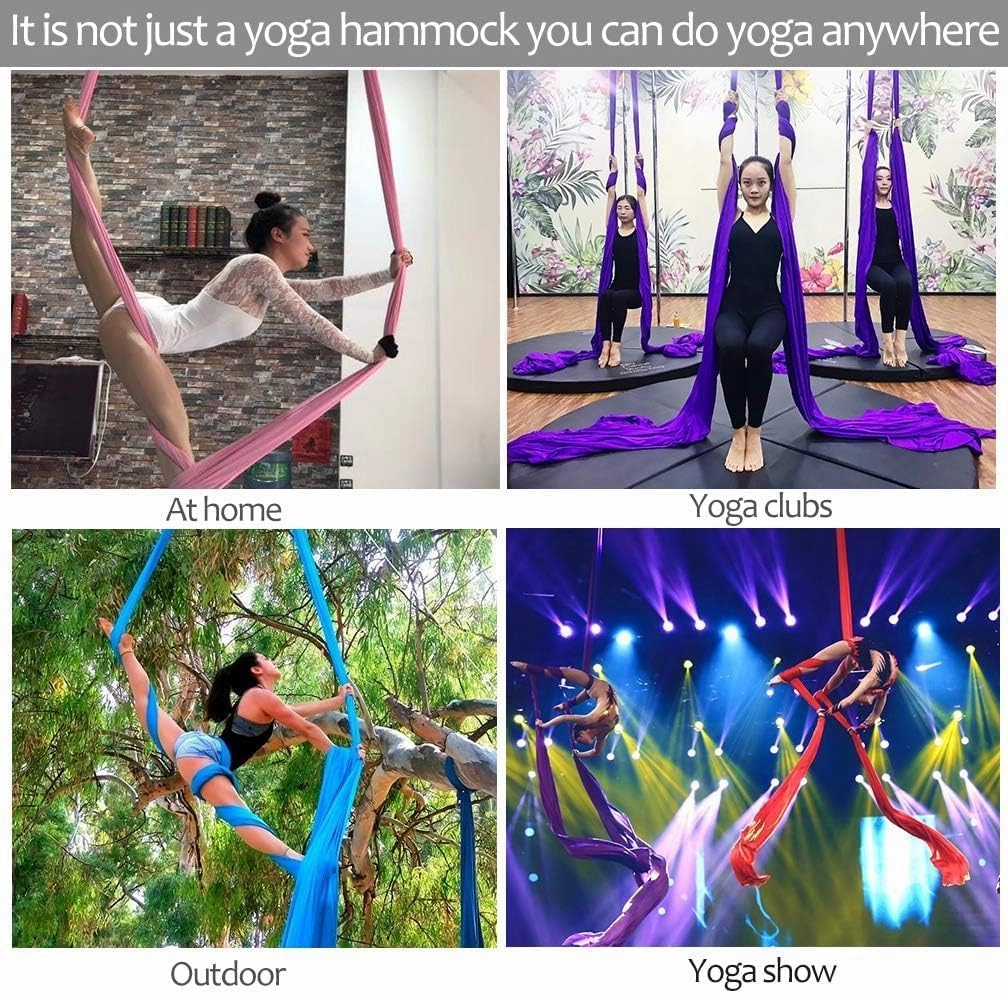 Deluxe Aerial Silks Equipment Set - 11 Yards Aerial Yoga Hammock Swing for Acrobatic, Circus Arts, Dance (L:10m W:2.8m)