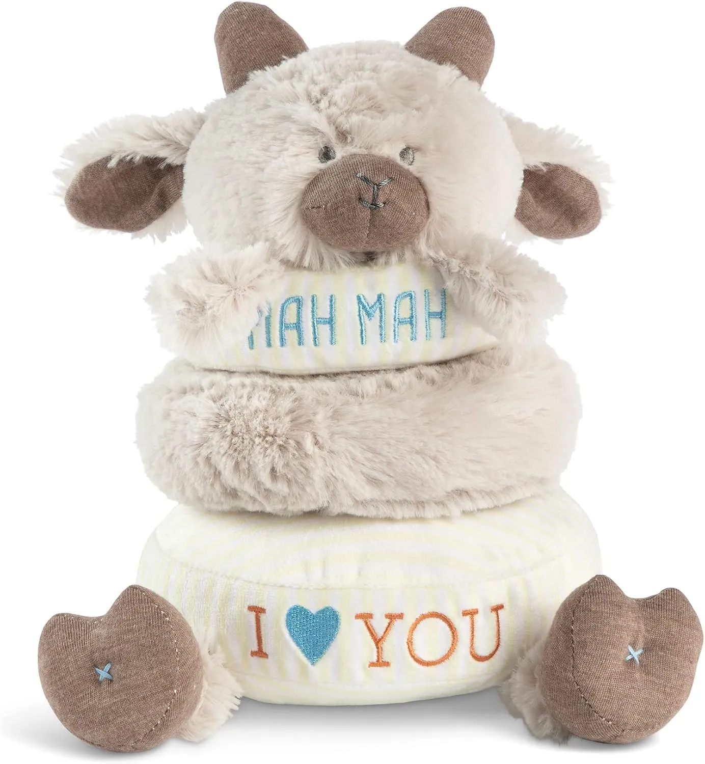 DEMDACO Mah Mah Goat Brown 9 Inch Polyester Soft Stackable Rings Plush Stuffed Animal
