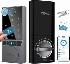 DEVO G3 Smart Lock,Fingerprint Door Lock, WiFi Smart Deadbolt, Keyless Entry Door Lock with Doorbell, APP Remote, Auto-Locks, Easy Install Front Door Locks, IP54 Waterproof(Gray)