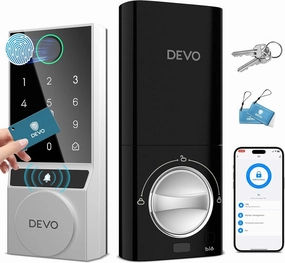 DEVO G3 Smart Lock,Fingerprint Door Lock, WiFi Smart Deadbolt, Keyless Entry Door Lock with Doorbell, APP Remote, Auto-Locks, Easy Install Front Door Locks, IP54 Waterproof(Sliver)