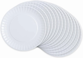 DII Melamine Reusable 9" Round Party or Picnic Plate, Set of 12, White