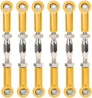 Dilwe RC Car Push Rod, 6Pcs Aluminum Alloy Adjustable Push Rods Compatible with 1/10 RC Truggy Buggy(Gold)
