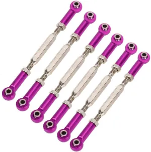 Dilwe RC Car Push Rod,1/10 RC Car Aluminum Alloy Turnbuckle Rod Linkage with Adjustable Length, 88-104mm(Purple)