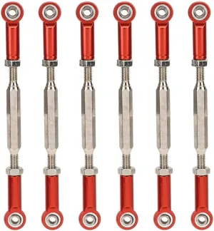 Dilwe RC Car Push Rod,1/10 RC Car Aluminum Alloy Turnbuckle Rod Linkage with Adjustable Length, 88-104mm(Red)