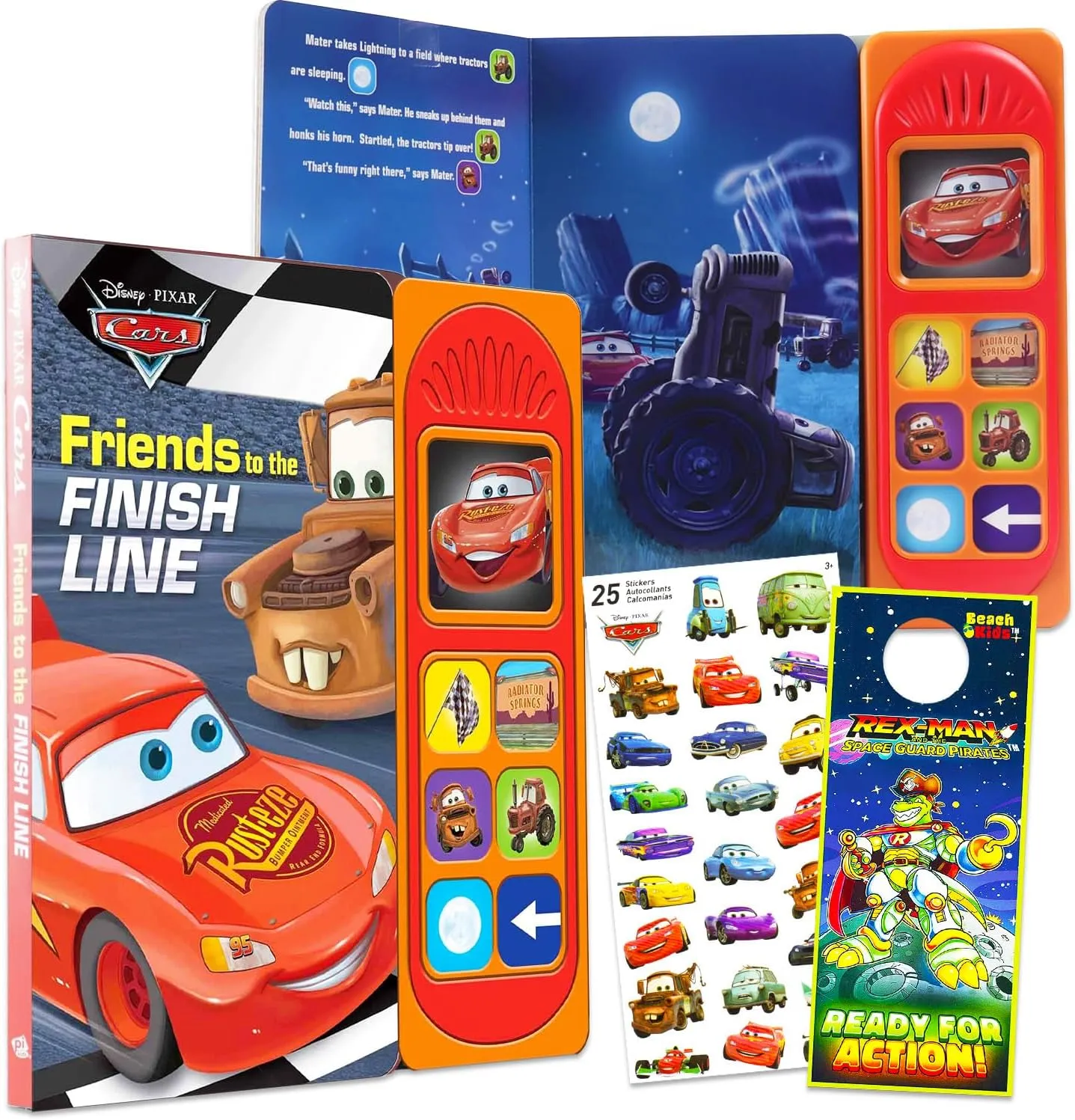Disney Cars Sound Books for Toddlers - Bundle with Disney Cars Interactive Sound Book Featuring Lightning McQueen, Jackson Storm, More Plus Stickers | Disney Sensory Books for Toddlers
