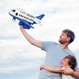 DIY Children's Airplane Toy Set Large Model can Receive Plastic air Plane Inertia Cars, Airplane Toys for Kids,Cars and Trucks, Birthday Party Gifts, Color Box .Alert Blue