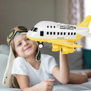 DIY Children's Airplane Toy Set Large Model can Receive Plastic air Plane Inertia Cars, Airplane Toys for Kids,Cars and Trucks, Birthday Party Gifts Engineering Yellow.