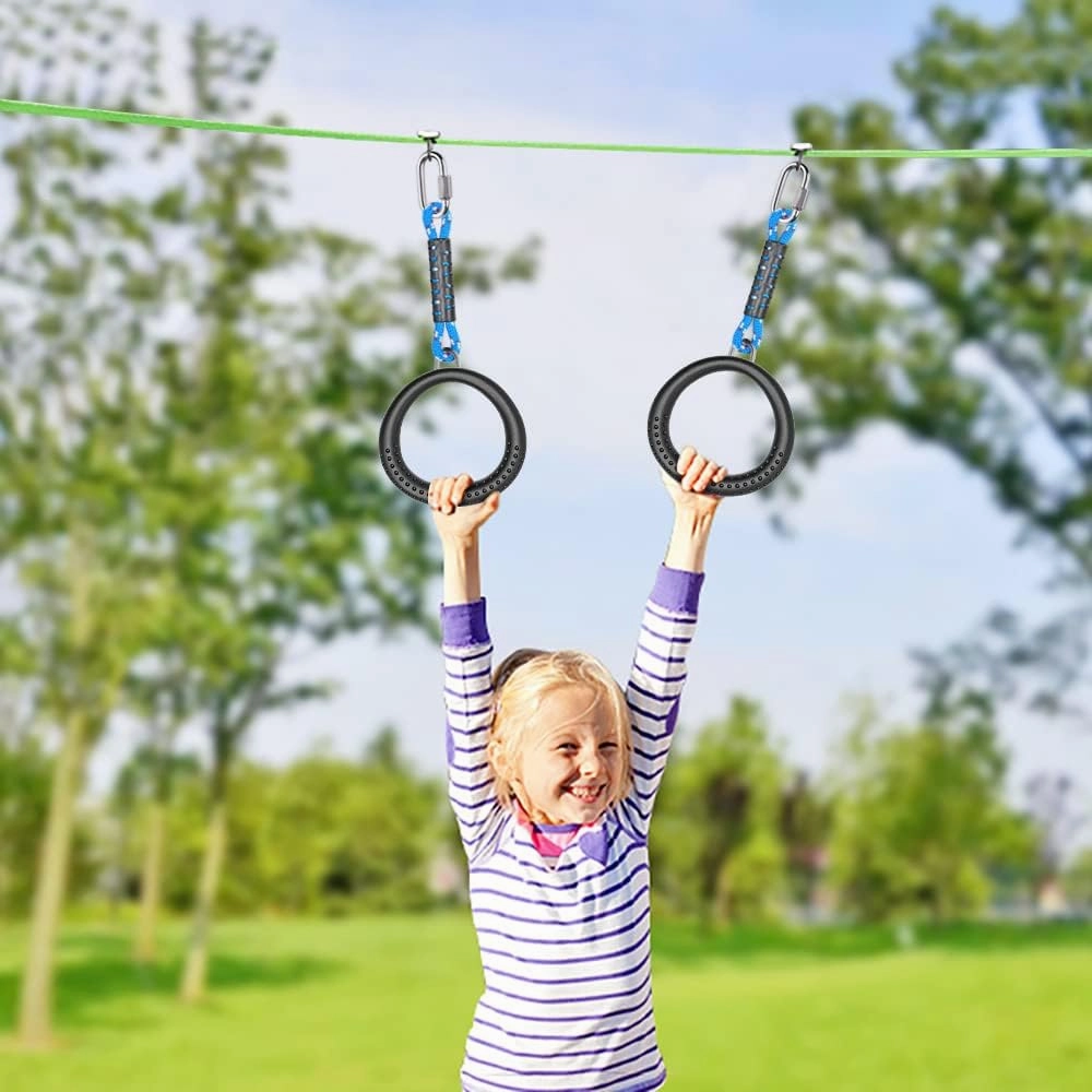 Dolibest 2 Pack of Ninja Gymnastic Rings,Monkey Ring Outdoor Backyard Ninja Accessories Set,Swing Bar Rings Obstacle Course for Training Equipment for Kids,1000LB Capacity