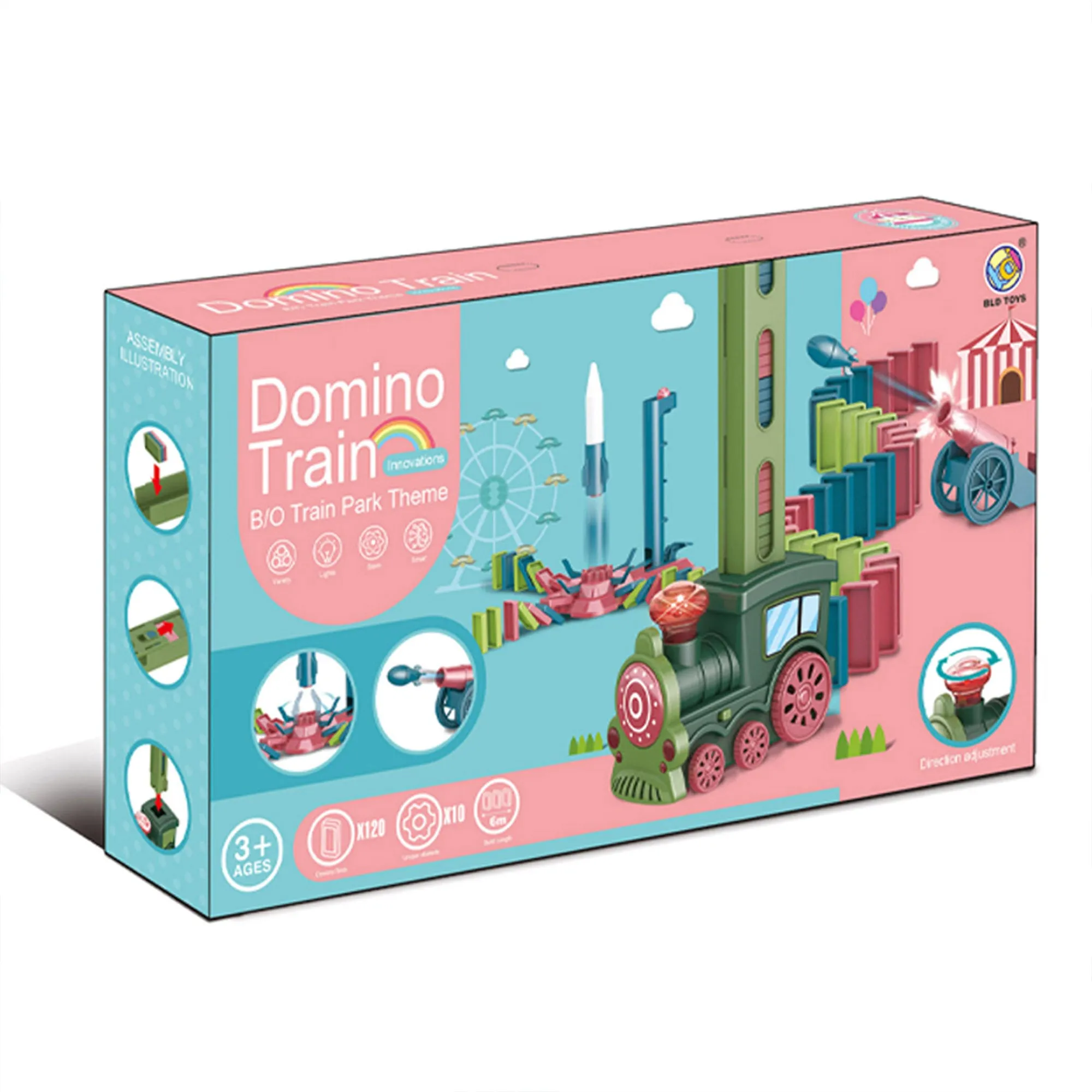 Domino Train Park Set with Lights and Sound - 120 Pieces
