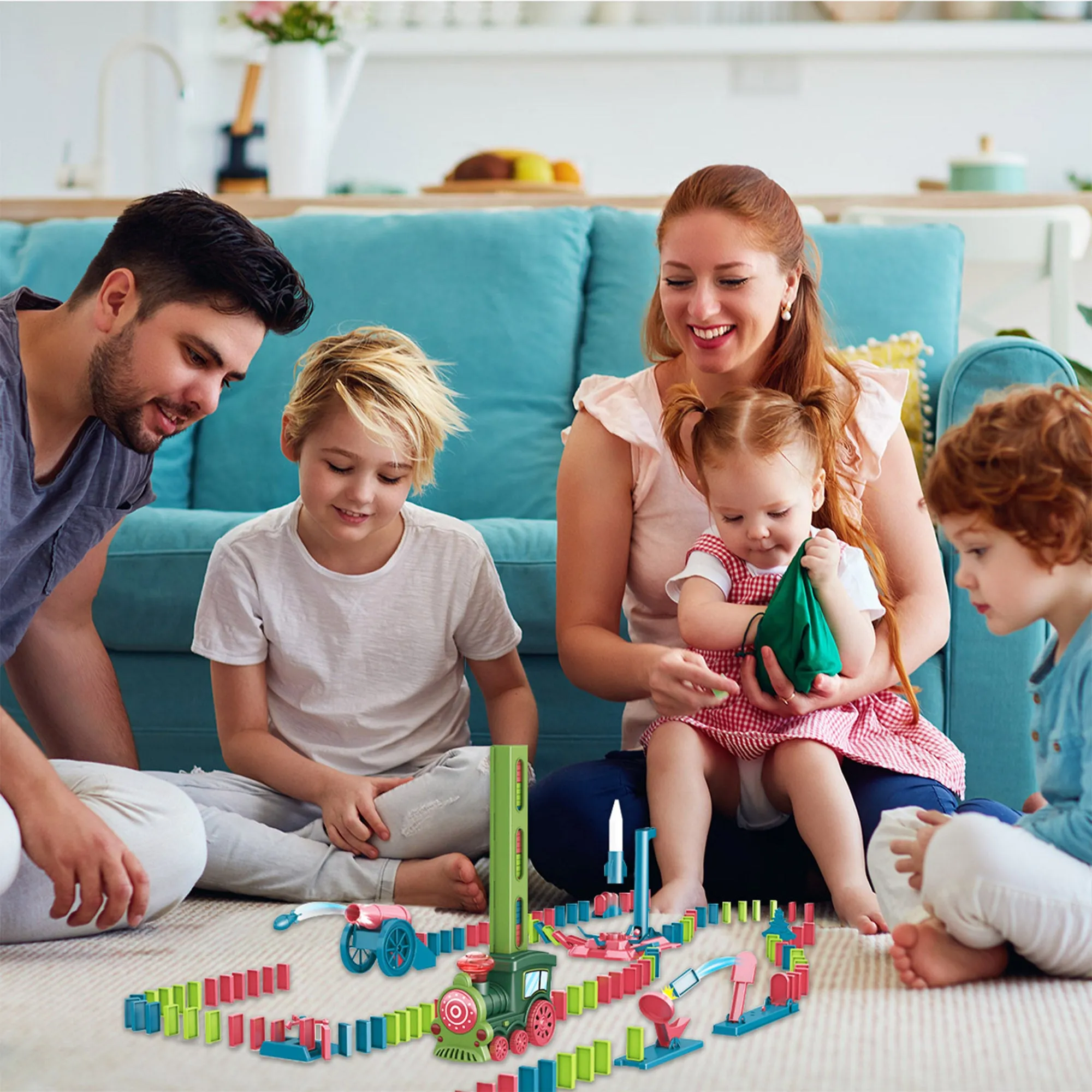 Domino Train Park Set with Lights and Sound - 120 Pieces