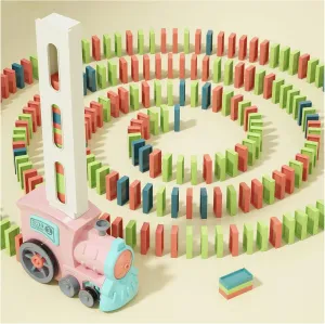 Domino Train Toys for Girls 3  Year Old: Kids Stacking Dominoes Games - Montessori Toy Toddler 3-5 Boys ages 4-8 - Interactive Autism Fine Motor Activities Birthday Gift Stocking Stuffer 4 5 6 Yr Olds