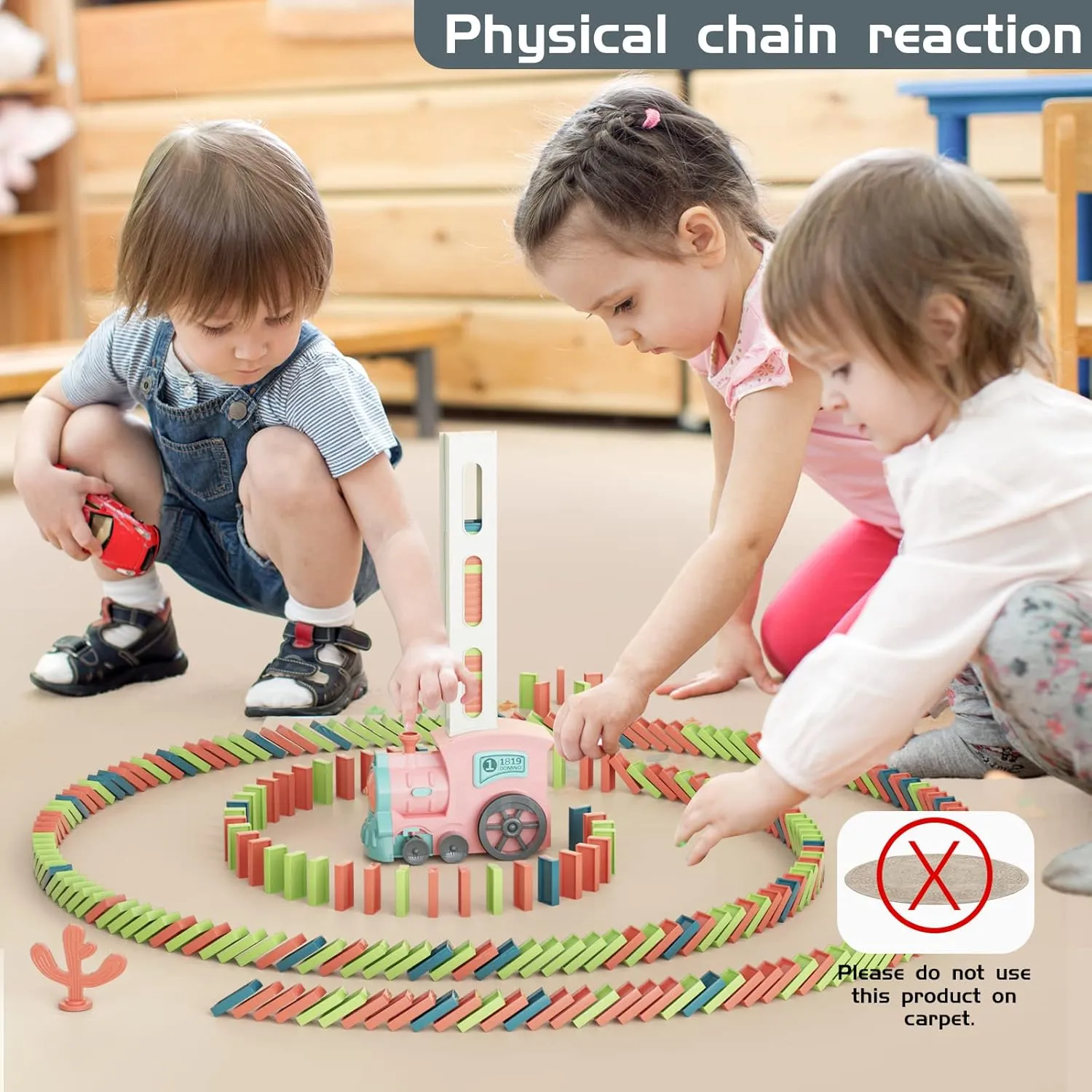 Domino Train Toys for Girls 3  Year Old: Kids Stacking Dominoes Games - Montessori Toy Toddler 3-5 Boys ages 4-8 - Interactive Autism Fine Motor Activities Birthday Gift Stocking Stuffer 4 5 6 Yr Olds