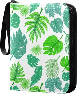 Doodle Colorful Leaves Card Holder, Card Holder Album with 400 Card Slots in 50 Pages for Display, Storage, Portability