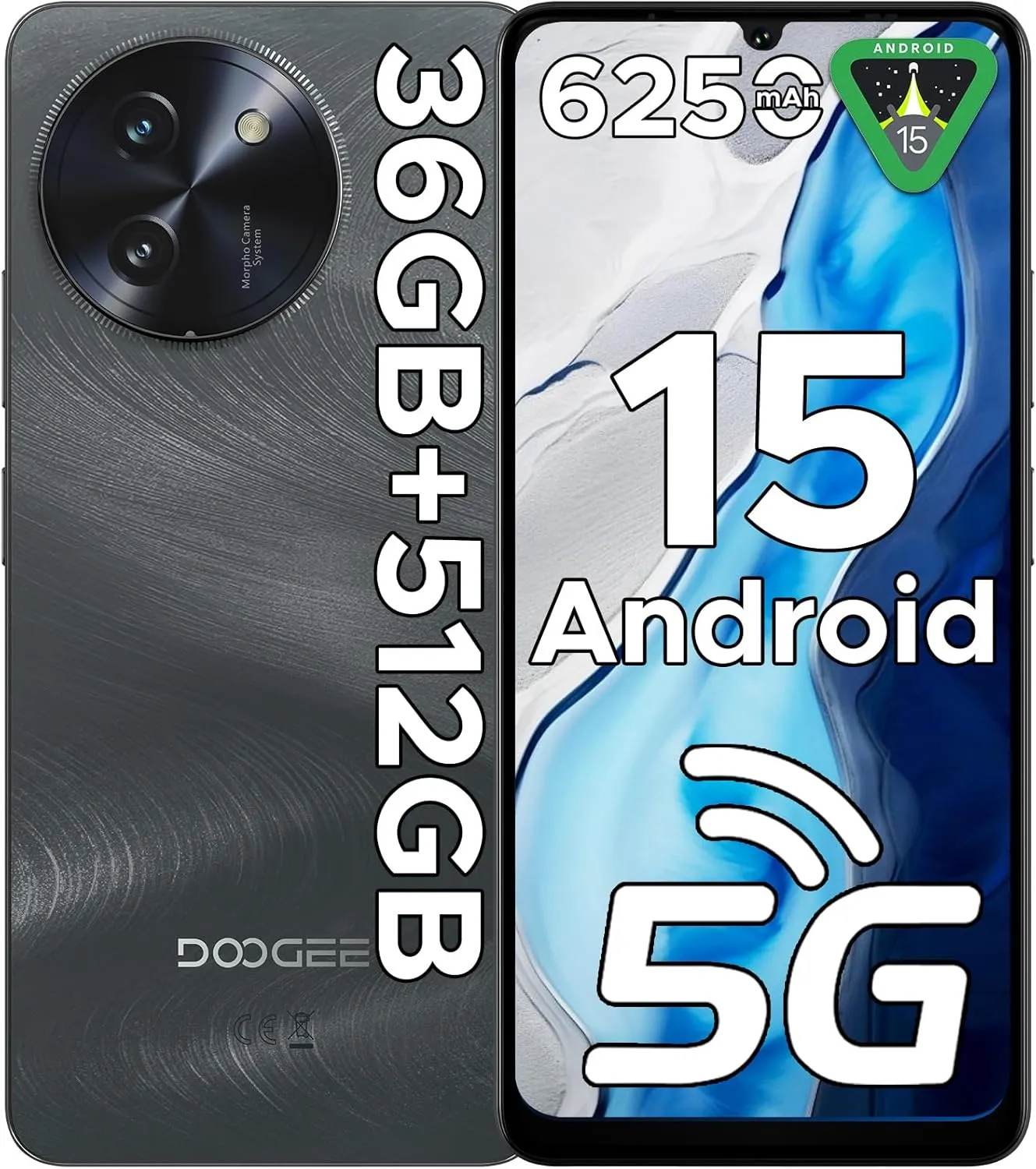 DOOGEE Note 59 Pro  5G Android 15 Unlocked Cellphone, 36GB 512GB/2TB Expand Mobile Smartphone with 6.75" HD  Display 120Hz, 6250mAh,5G Dual Sim Cell Phone, Face ID/Fingerprint/Widevine L1/NFC/OTG