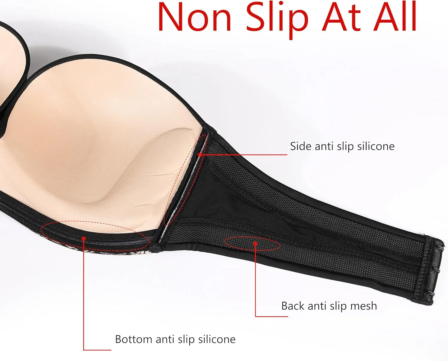 DotVol Women Hand Shape Custom Lift Invisible Wirefree Anti-Slip Strapless Push Up Bra