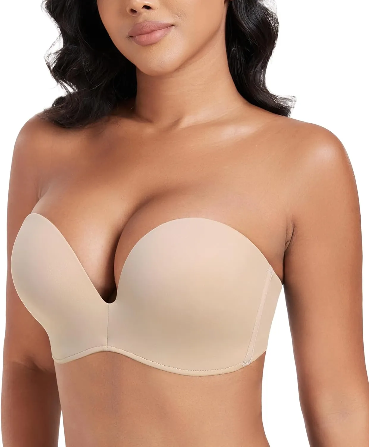 DotVol Women Hand Shape Custom Lift Invisible Wirefree Anti-Slip Strapless Push Up Bra