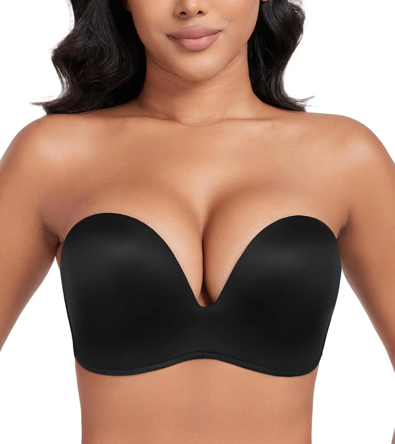 DotVol Women Hand Shape Custom Lift Invisible Wirefree Anti-Slip Strapless Push Up Bra