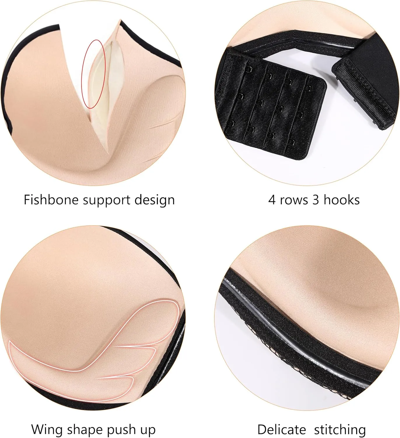 DotVol Women Hand Shape Custom Lift Invisible Wirefree Anti-Slip Strapless Push Up Bra