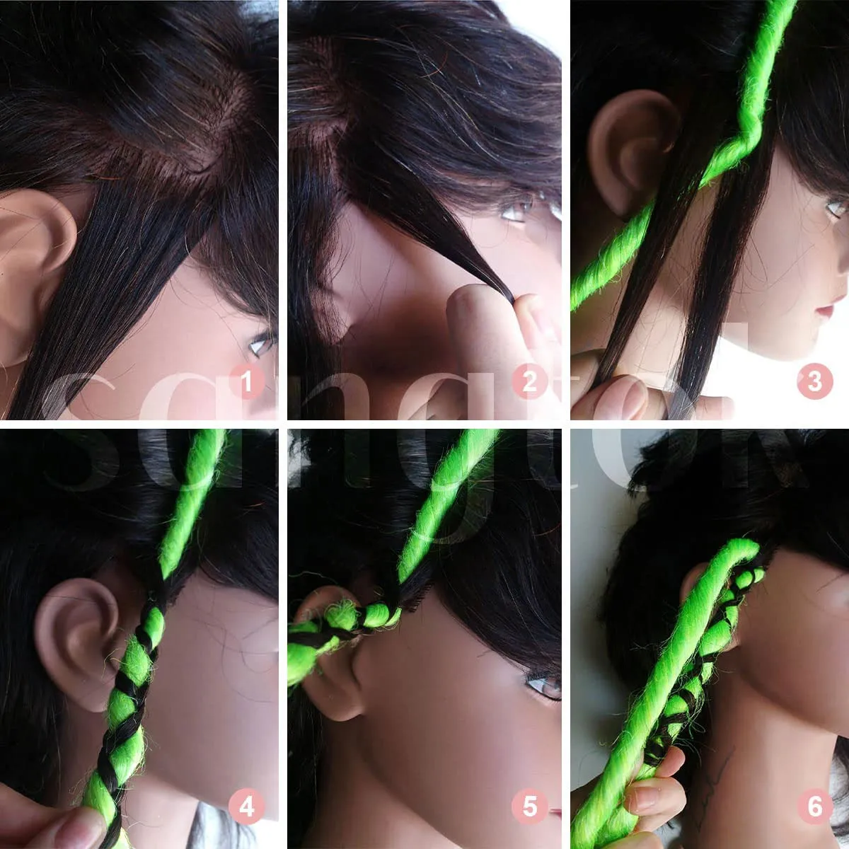 Double Ended Dreadlock Extensions, 15 pcs 24 inch Black Thin 0.6cm Fake Dreads Extensions, DE Synthetic Dreadlock Extensions Reggae Hippie Dreads for Women