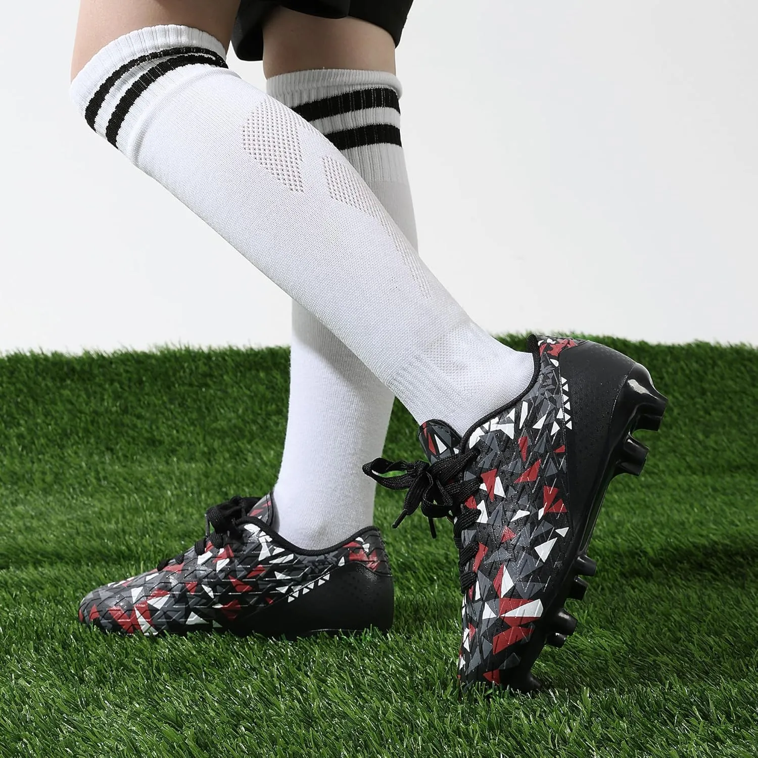 DREAM PAIRS Boys Girls Soccer Cleats Youth Firm Groud Athletic Outdoor Trainning Football Shoes for Little/Big Kid