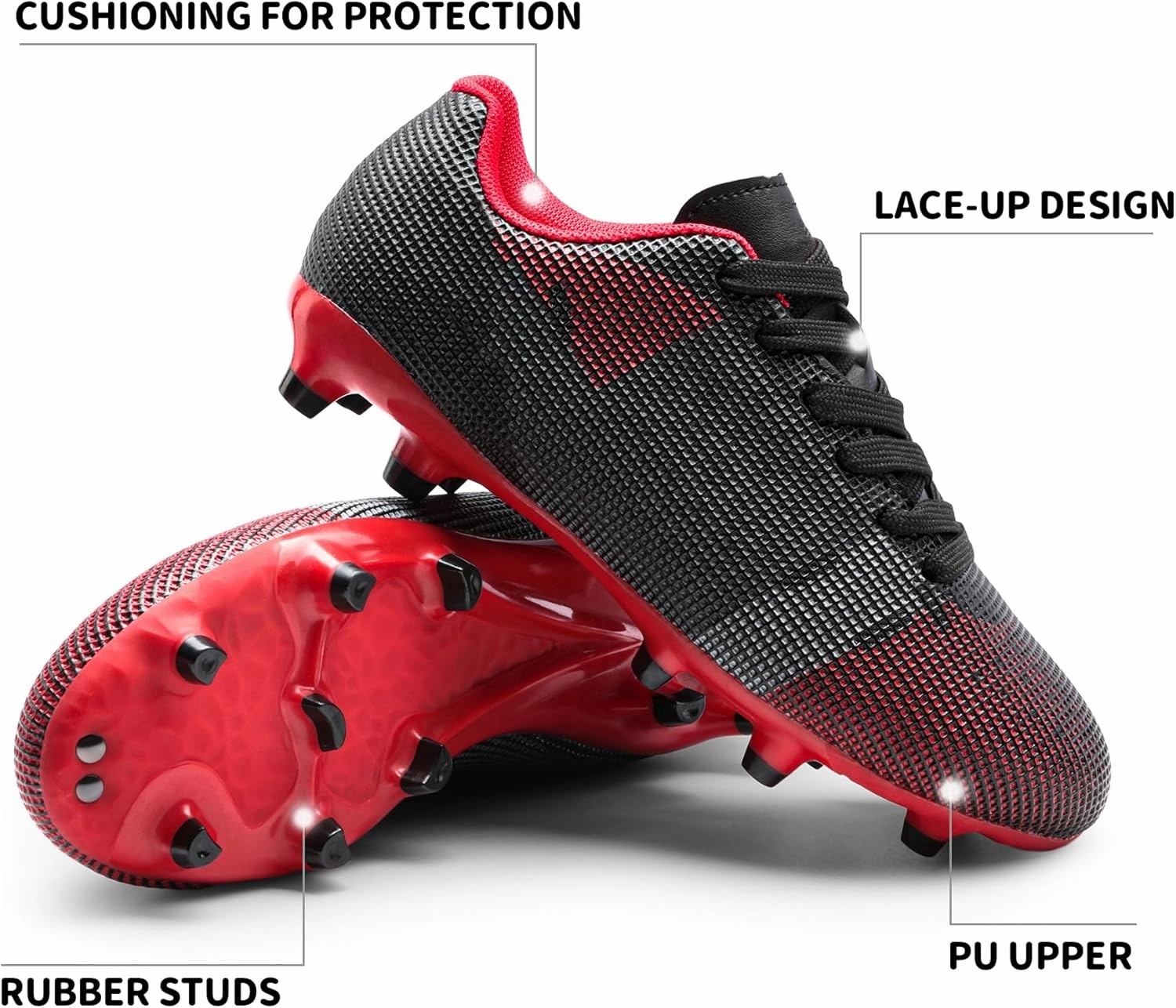 DREAM PAIRS Boys Girls Soccer Cleats Youth Firm Groud Athletic Outdoor Trainning Football Shoes for Little/Big Kid