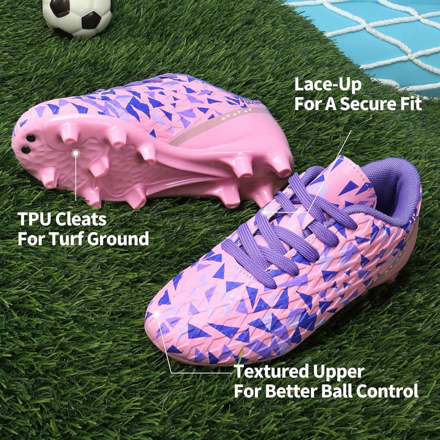 DREAM PAIRS Boys Girls Soccer Cleats Youth Firm Groud Athletic Outdoor Trainning Football Shoes for Little/Big Kid